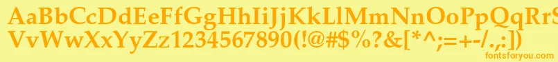 フォントPalladiumcBold – オレンジの文字が黄色の背景にあります。