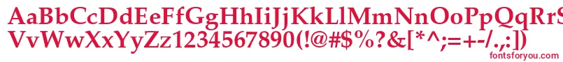 フォントPalladiumcBold – 白い背景に赤い文字