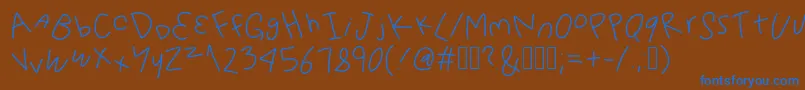 フォントHappyDay – 茶色の背景に青い文字