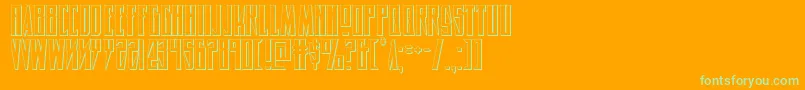 Timberwolf3D2-Schriftart – Grüne Schriften auf orangefarbenem Hintergrund