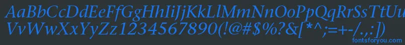 フォントSonetserifcItalic – 黒い背景に青い文字