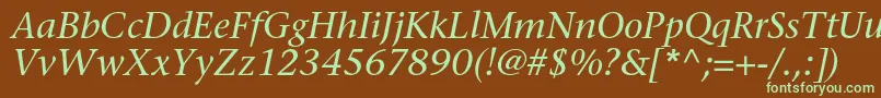 SonetserifcItalic Font – Green Fonts on Brown Background