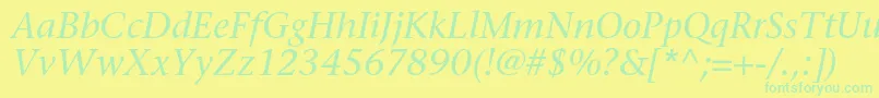 SonetserifcItalic Font – Green Fonts on Yellow Background