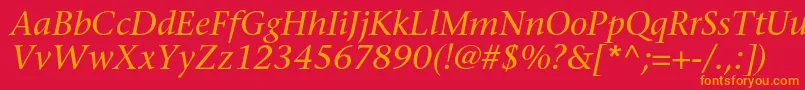 SonetserifcItalic Font – Orange Fonts on Red Background