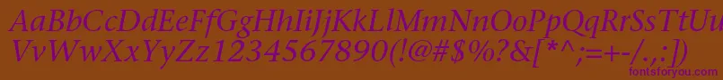 SonetserifcItalic Font – Purple Fonts on Brown Background