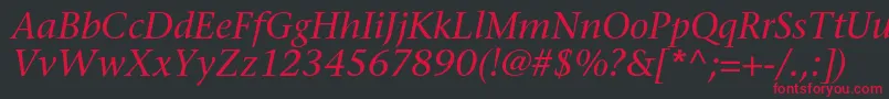Czcionka SonetserifcItalic – czerwone czcionki na czarnym tle