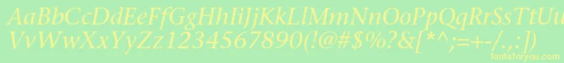 SonetserifcItalic-fontti – keltaiset fontit vihreällä taustalla