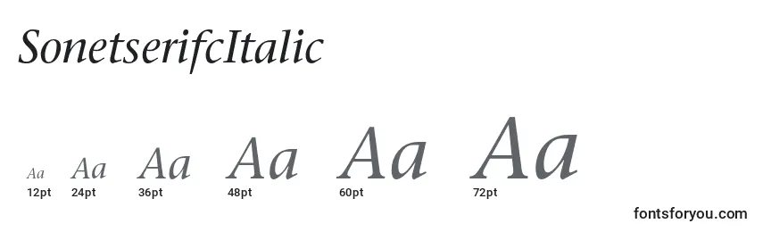 Размеры шрифта SonetserifcItalic