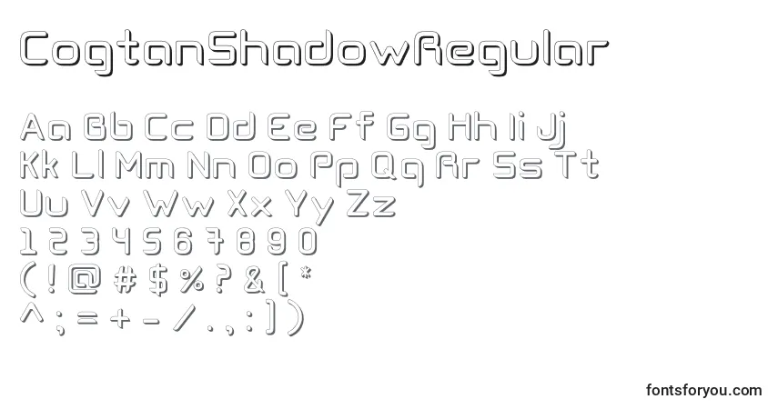 A fonte CogtanShadowRegular – alfabeto, números, caracteres especiais