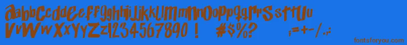 Exito-Schriftart – Braune Schriften auf blauem Hintergrund
