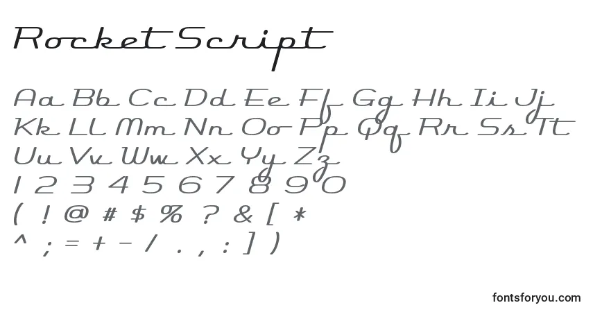 Fuente Rocket Script - alfabeto, números, caracteres especiales