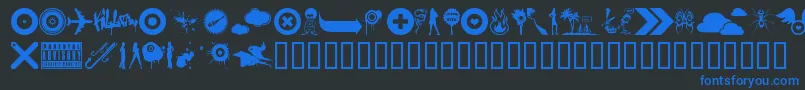 Thebomb-Schriftart – Blaue Schriften auf schwarzem Hintergrund
