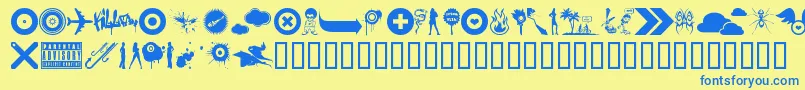 Police Thebomb – polices bleues sur fond jaune