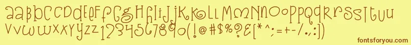 Kb3sugarplumswirls Font – Brown Fonts on Yellow Background