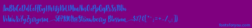 StrawberryBlossom Font – Blue Fonts on Purple Background