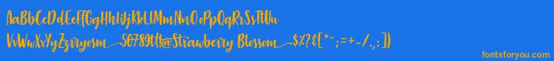 StrawberryBlossom-fontti – oranssit fontit sinisellä taustalla