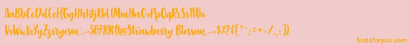 StrawberryBlossom Font – Orange Fonts on Pink Background