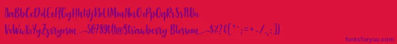 StrawberryBlossom-Schriftart – Violette Schriften auf rotem Hintergrund