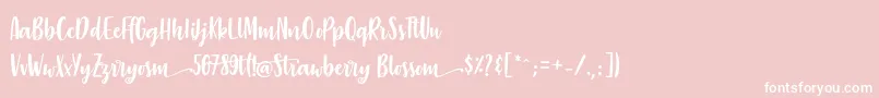 StrawberryBlossom-Schriftart – Weiße Schriften auf rosa Hintergrund