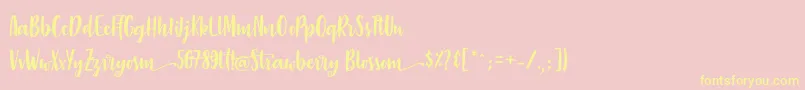 StrawberryBlossom-Schriftart – Gelbe Schriften auf rosa Hintergrund