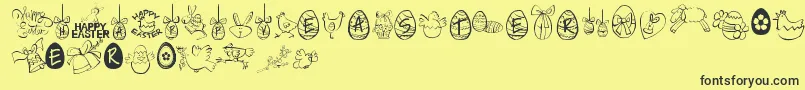 HappyEaster Font – Black Fonts on Yellow Background