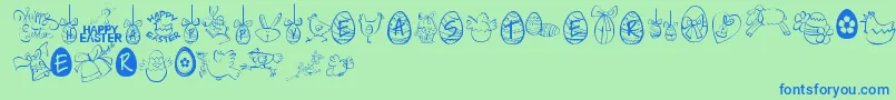 HappyEaster Font – Blue Fonts on Green Background