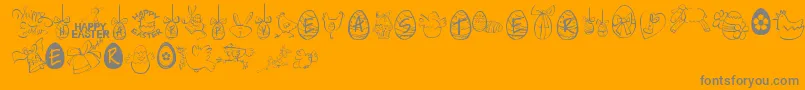 HappyEaster-Schriftart – Graue Schriften auf orangefarbenem Hintergrund