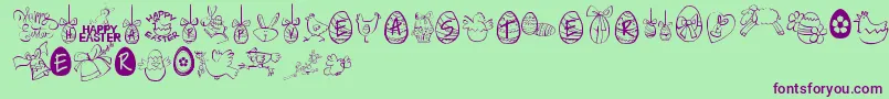 HappyEaster Font – Purple Fonts on Green Background