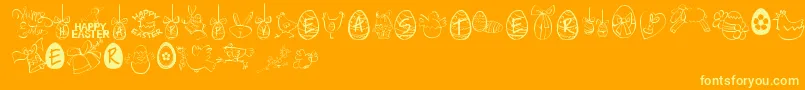 HappyEaster Font – Yellow Fonts on Orange Background