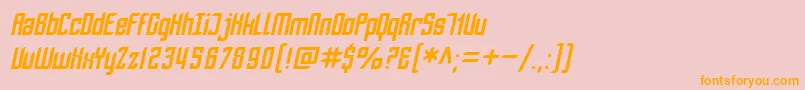 SfPiezolectricOblique-Schriftart – Orangefarbene Schriften auf rosa Hintergrund