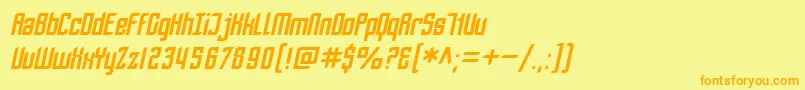 フォントSfPiezolectricOblique – オレンジの文字が黄色の背景にあります。