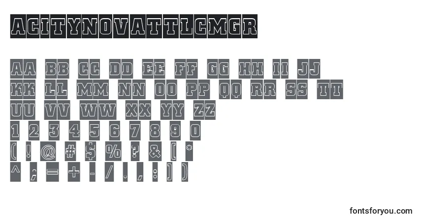 Fuente ACitynovattlcmgr - alfabeto, números, caracteres especiales