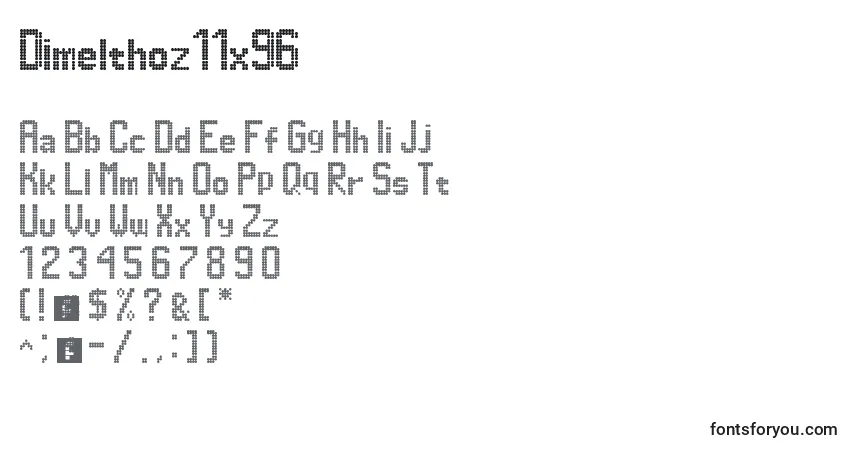 Шрифт Dimelthoz11x96 – алфавит, цифры, специальные символы