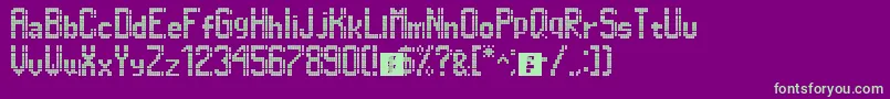 フォントDimelthoz11x96 – 紫の背景に緑のフォント
