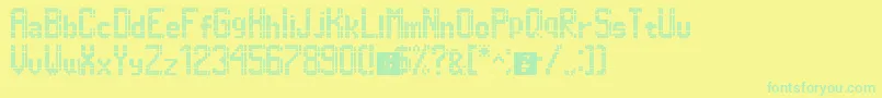 フォントDimelthoz11x96 – 黄色い背景に緑の文字