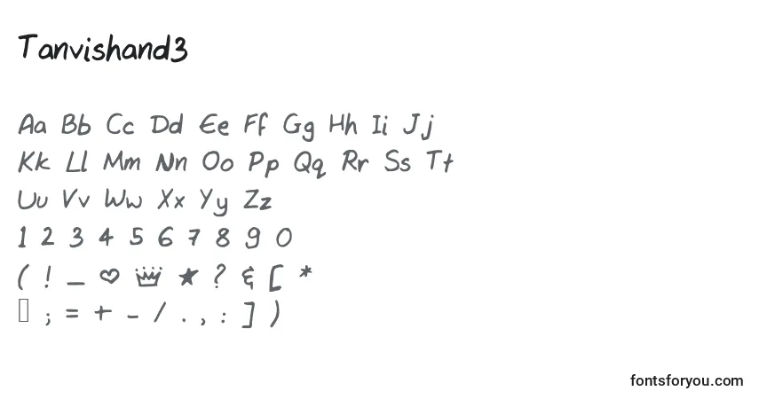 Tanvishand3-fontti – aakkoset, numerot, erikoismerkit