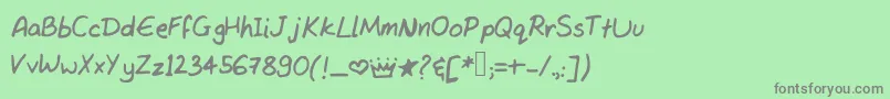 フォントTanvishand3 – 緑の背景に灰色の文字