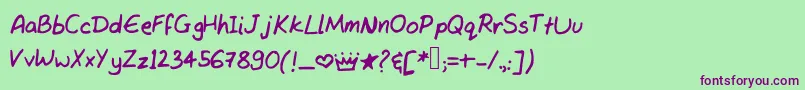 Tanvishand3 Font – Purple Fonts on Green Background