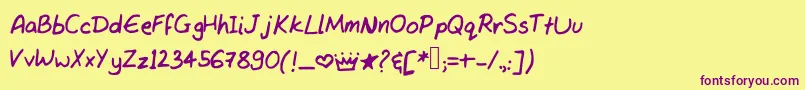 Tanvishand3 Font – Purple Fonts on Yellow Background