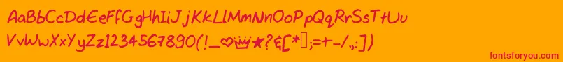 Tanvishand3-Schriftart – Rote Schriften auf orangefarbenem Hintergrund