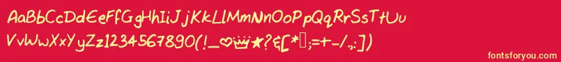 Tanvishand3 Font – Yellow Fonts on Red Background