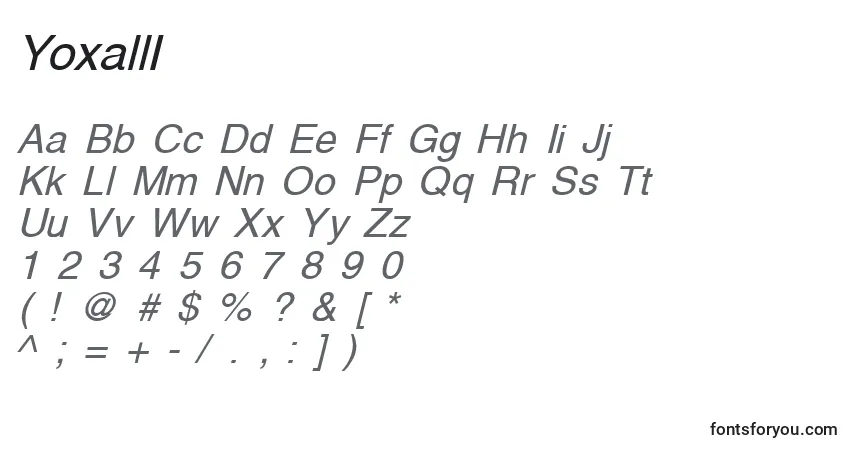 Schriftart YoxallI – Alphabet, Zahlen, spezielle Symbole