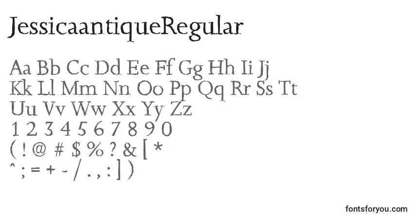 Fuente JessicaantiqueRegular - alfabeto, números, caracteres especiales