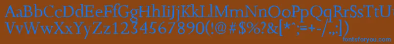 JessicaantiqueRegular-Schriftart – Blaue Schriften auf braunem Hintergrund