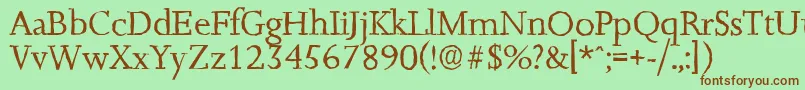 Fonte JessicaantiqueRegular – fontes marrons em um fundo verde