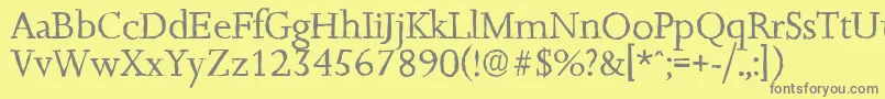 Fonte JessicaantiqueRegular – fontes cinzas em um fundo amarelo