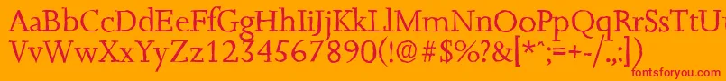 JessicaantiqueRegular Font – Red Fonts on Orange Background