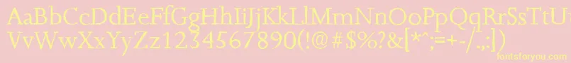 Fonte JessicaantiqueRegular – fontes amarelas em um fundo rosa