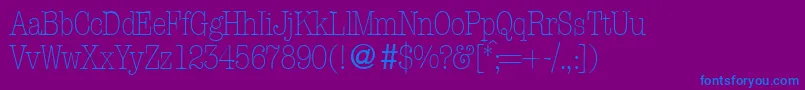 Шрифт ModerntypewritercondlightRegular – синие шрифты на фиолетовом фоне