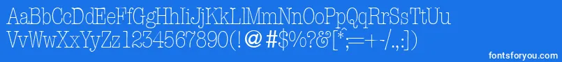ModerntypewritercondlightRegular Font – White Fonts on Blue Background